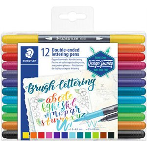 Set of 12 lettering double-ended pens