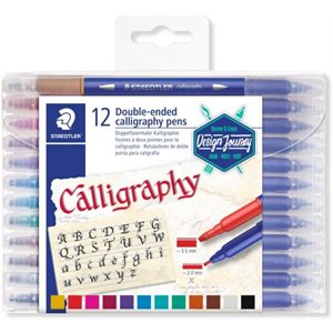 Set of 12 double-ended calligraphy pens