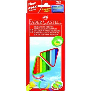 Ensemble de 12 crayons couleurs triangle avec aiguisoir
